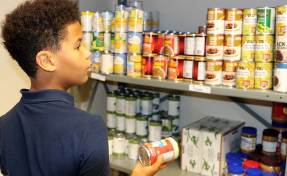 Young boy in a Feeding South Dakota Pantry